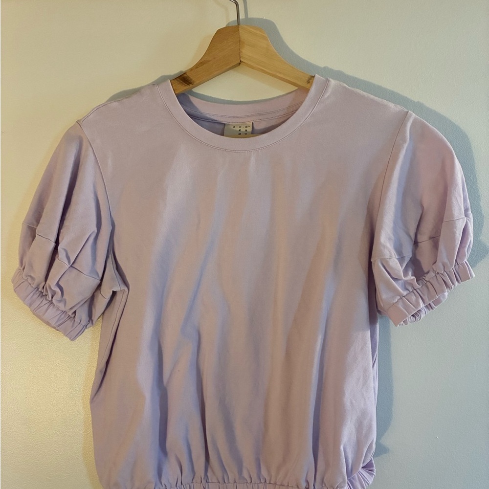 a new day Lavender Puff Sleeve Short Sleeve Tee